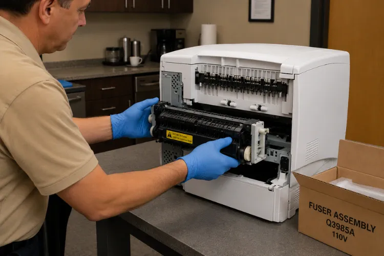 Onsite fuser replacement resolving a 50.X fuser error on an HP LaserJet 4350 printer