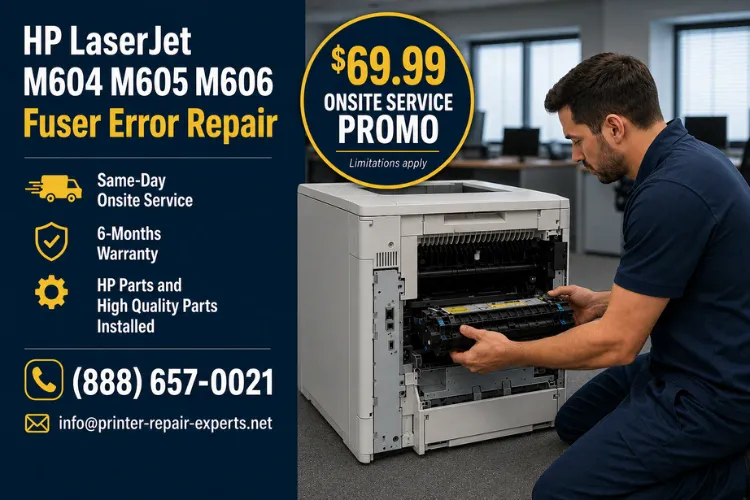 HP Laserjet M604 M605 M606 Fuser Error - $69.99 Printer Repair Promotion - 6 Month Warranty