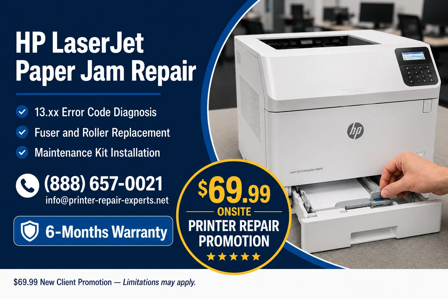 HP Laserjet M604 M605 M606 Paper Jam
