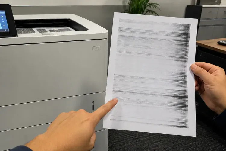 print quality defect inspection on an HP LaserJet business printer