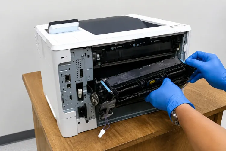 Onsite fuser replacement on an HP LaserJet printer after a recurring 50.x fuser error