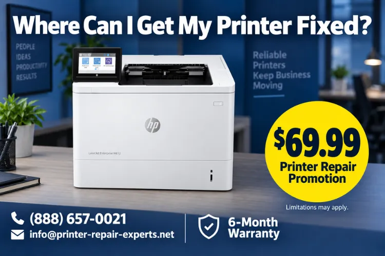 "Where Can I Get My Printer Fixed — $69.99 onsite HP LaserJet repair promotion"